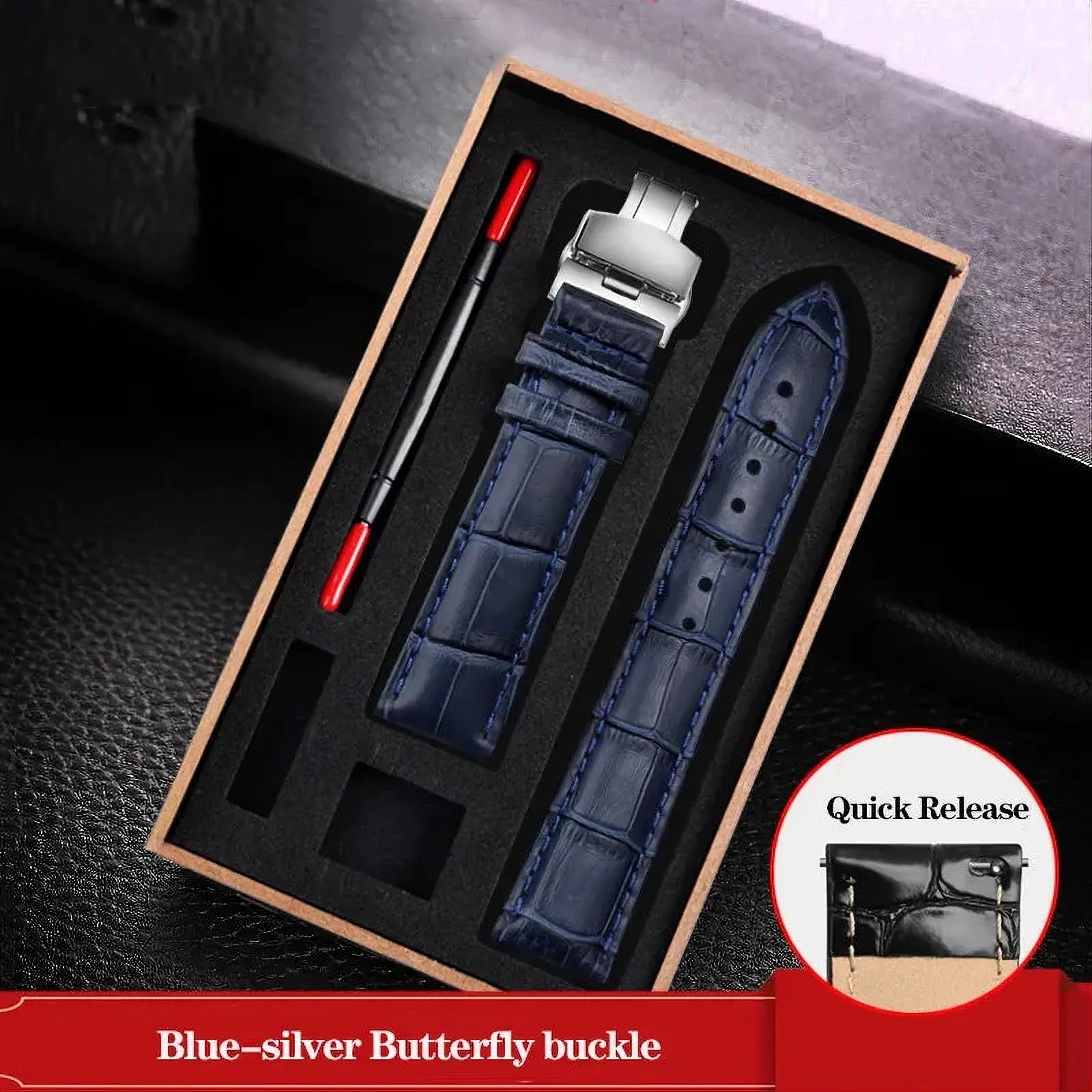 Genuine Leather Watch Strap – Butterfly Clasp / Quick Release-VivaStraps-Viva Timepiece