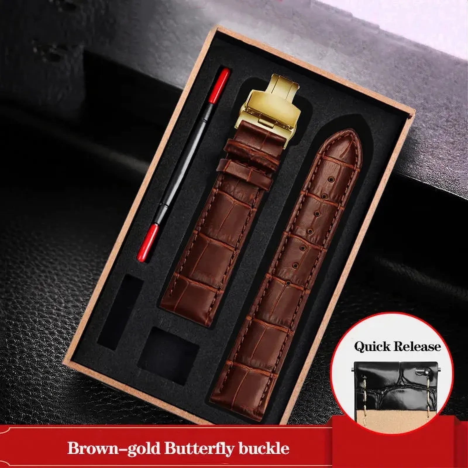 Genuine Leather Watch Strap – Butterfly Clasp / Quick Release-VivaStraps-Viva Timepiece