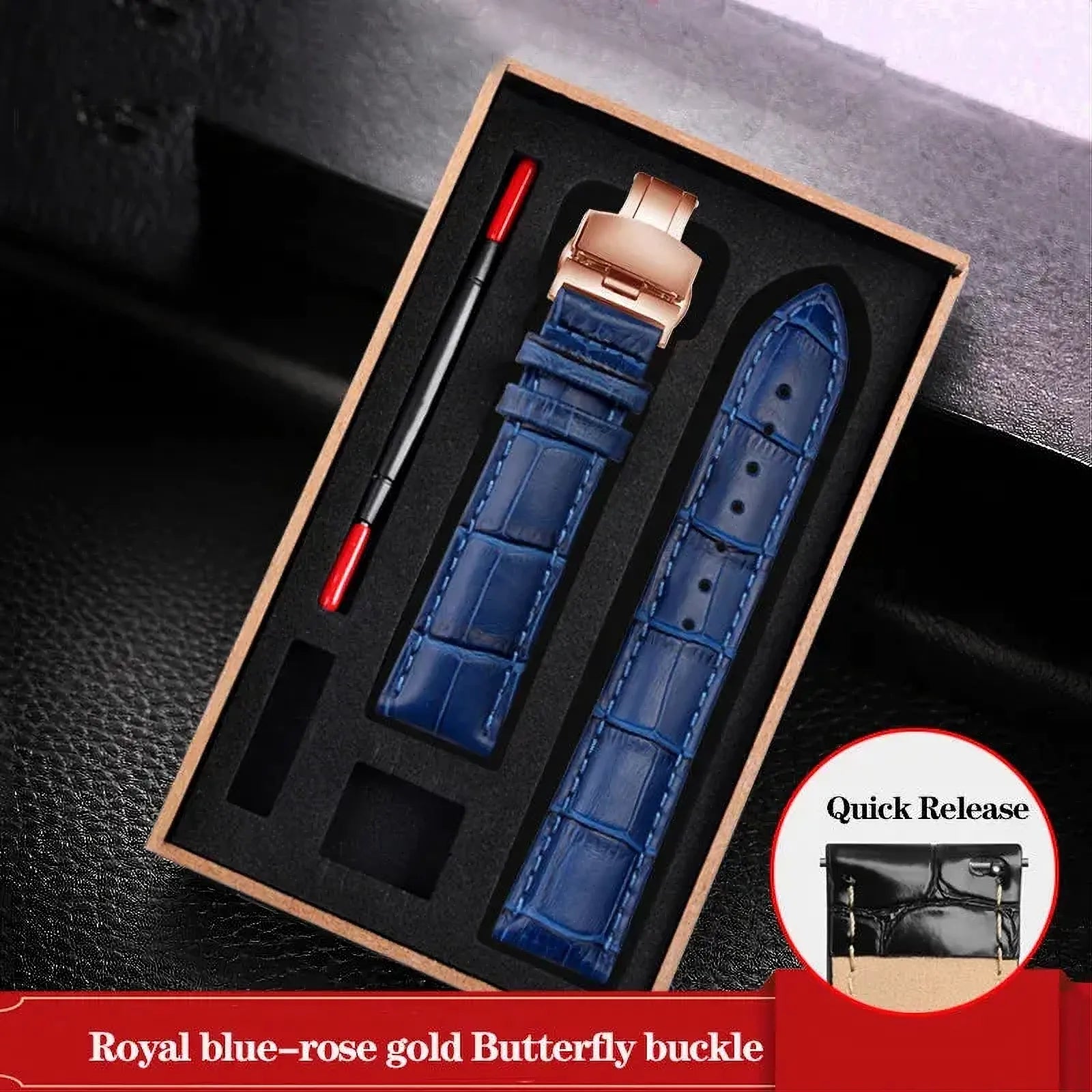 Genuine Leather Watch Strap – Butterfly Clasp / Quick Release-VivaStraps-Viva Timepiece