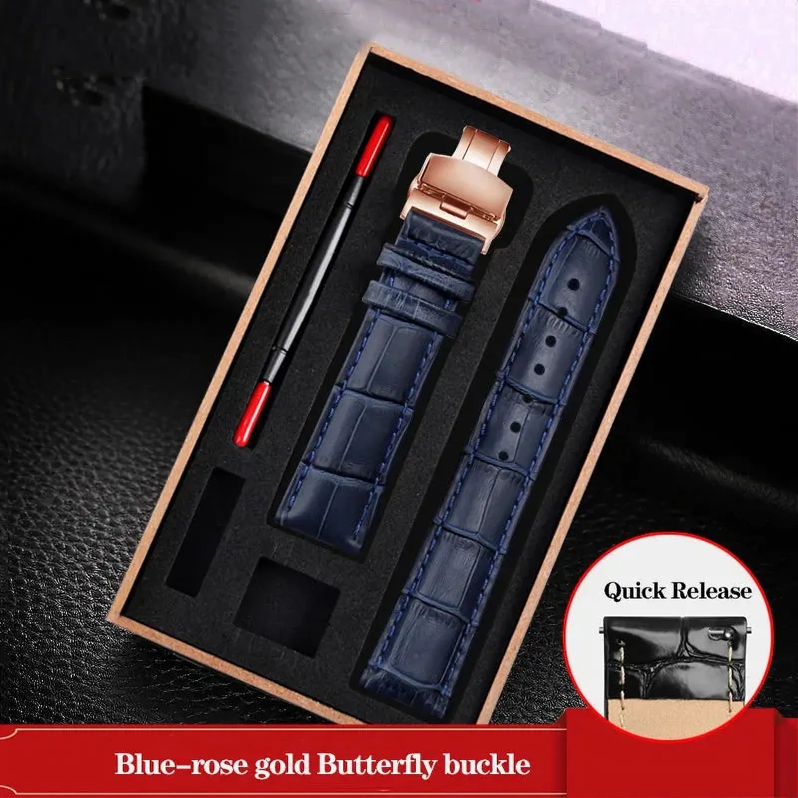 Genuine Leather Watch Strap – Butterfly Clasp / Quick Release-VivaStraps-Viva Timepiece