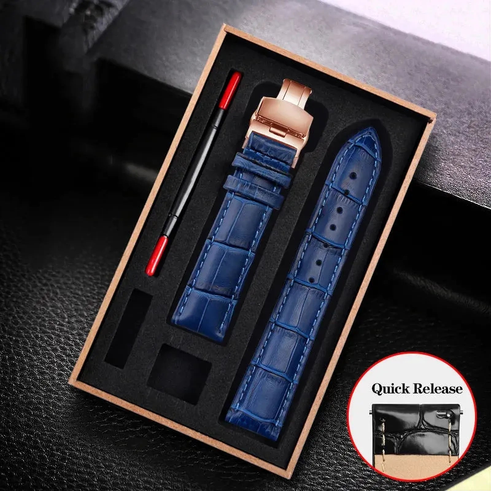 Genuine Leather Watch Strap – Butterfly Clasp / Quick Release-VivaStraps-Viva Timepiece