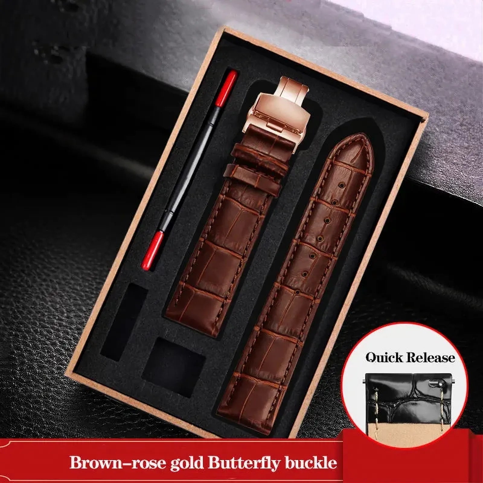 Genuine Leather Watch Strap – Butterfly Clasp / Quick Release-VivaStraps-Viva Timepiece