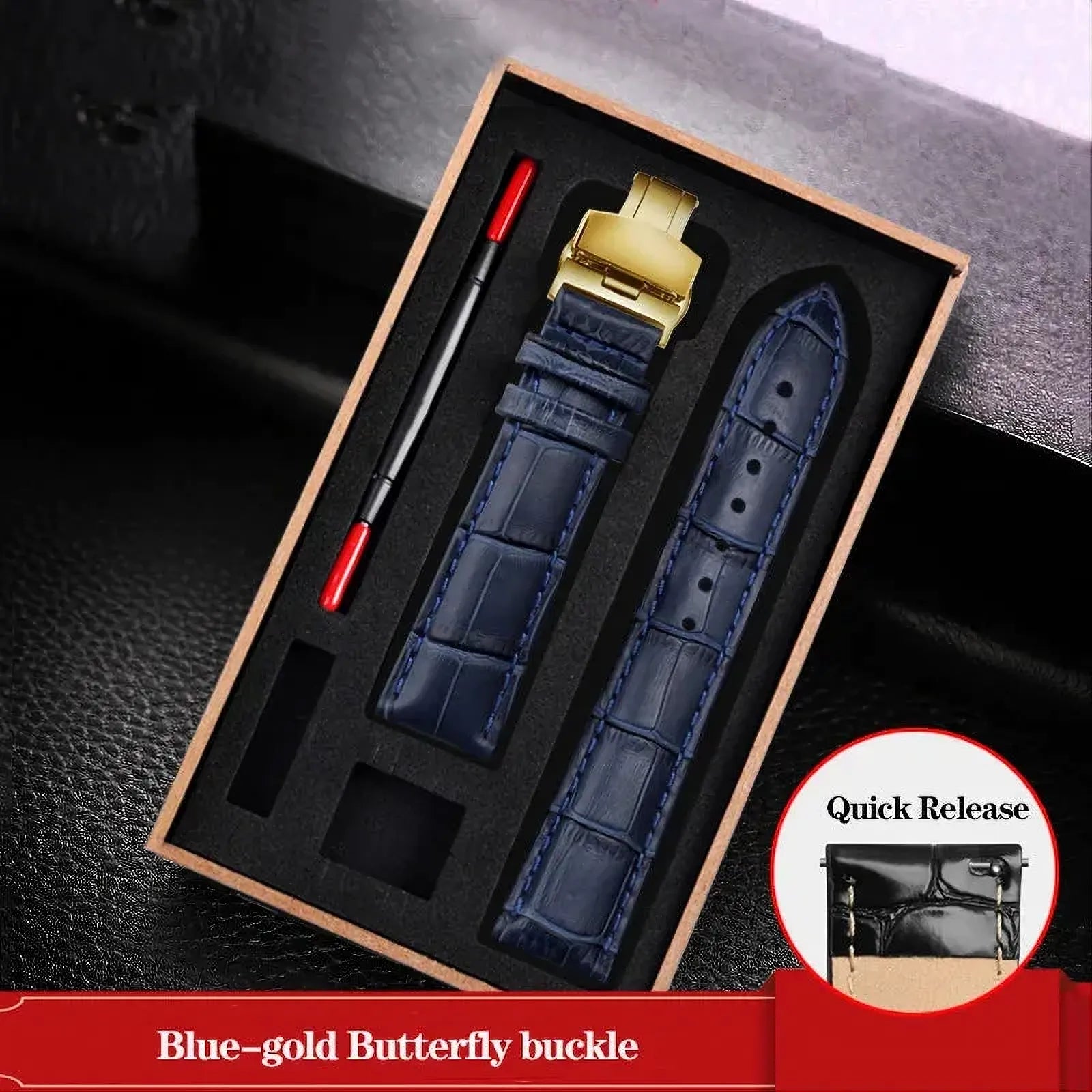 Genuine Leather Watch Strap – Butterfly Clasp / Quick Release-VivaStraps-Viva Timepiece