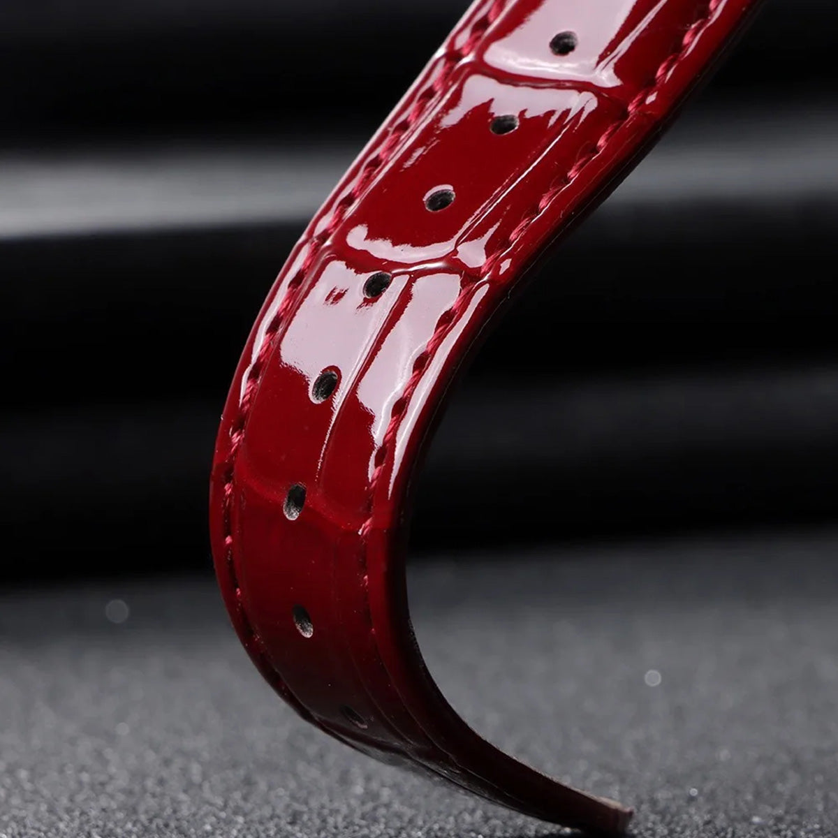 Glossy Leather Watch Strap – Classic Dress Style-Straptique-Viva Timepiece