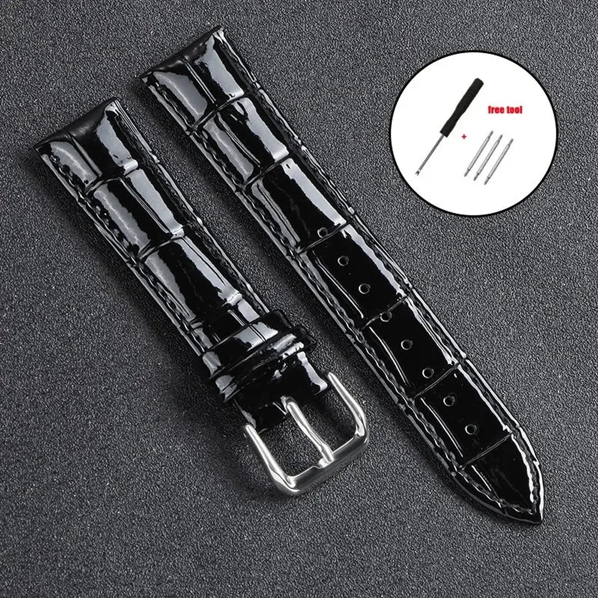 Glossy Leather Watch Strap – Classic Dress Style-Straptique-Viva Timepiece
