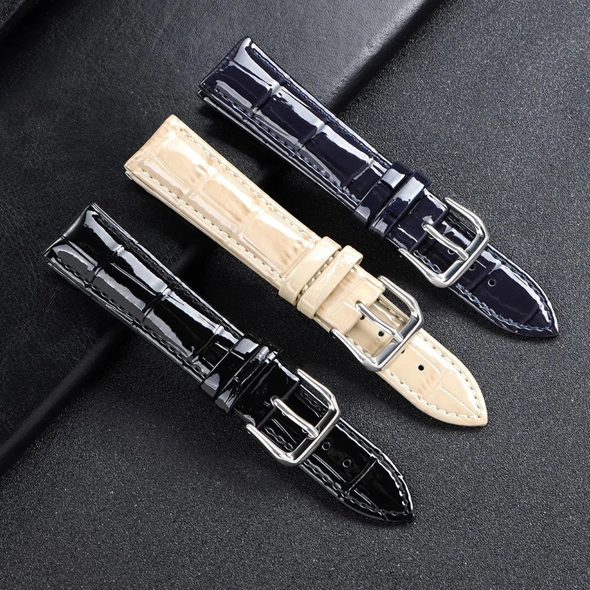 Glossy Leather Watch Strap – Classic Dress Style-Straptique-Viva Timepiece