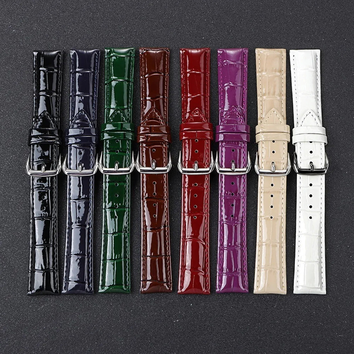 Glossy Leather Watch Strap – Classic Dress Style-Straptique-Viva Timepiece