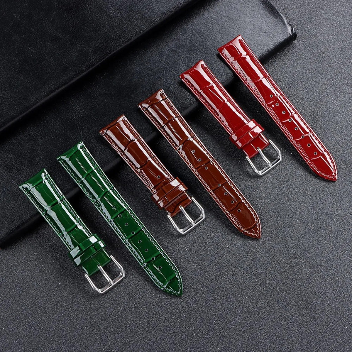 Glossy Leather Watch Strap – Classic Dress Style-Straptique-Viva Timepiece