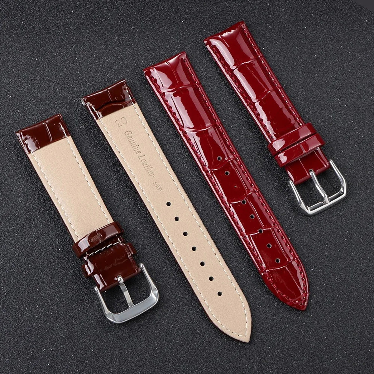Glossy Leather Watch Strap – Classic Dress Style-Straptique-Viva Timepiece