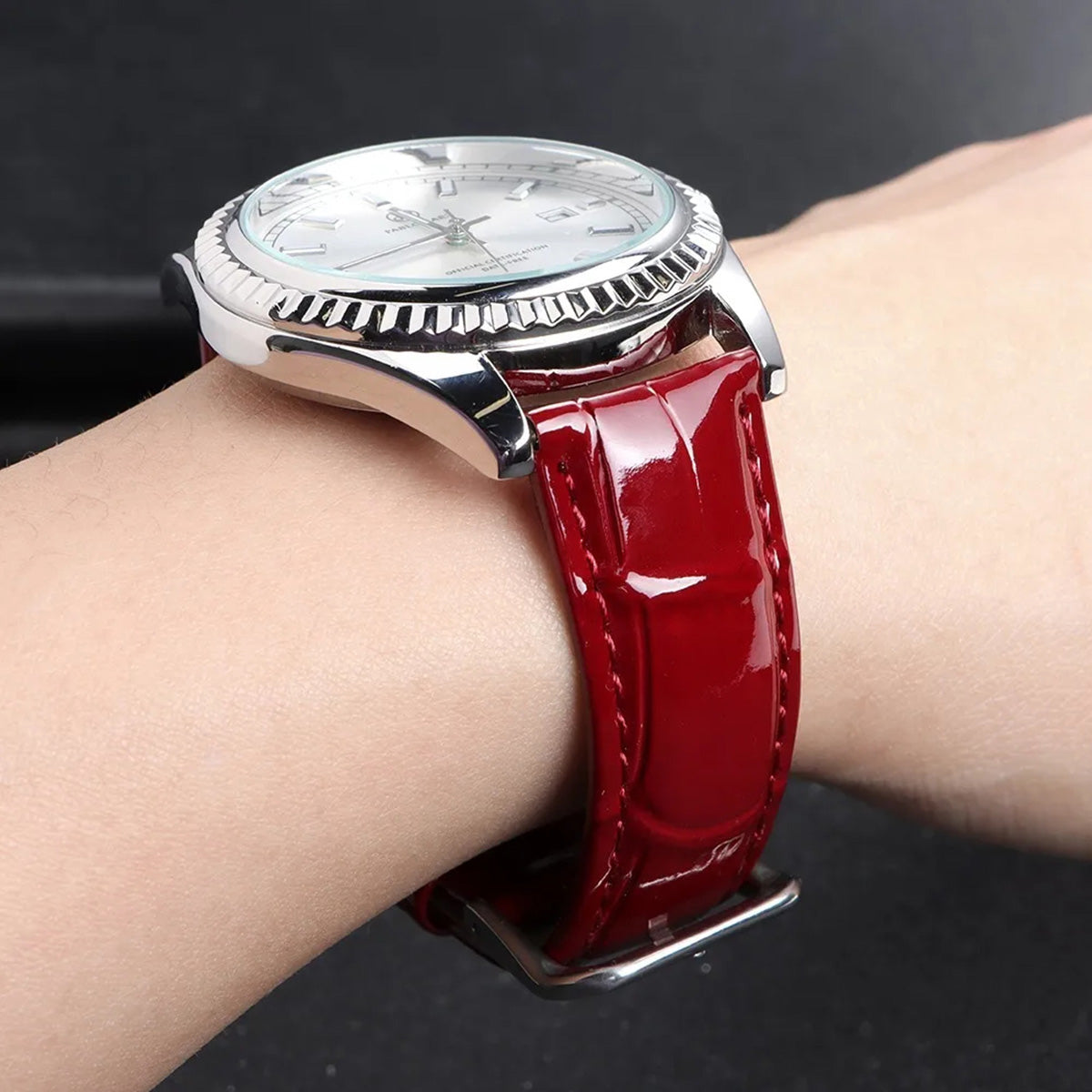 Glossy Leather Watch Strap – Classic Dress Style-Straptique-Viva Timepiece