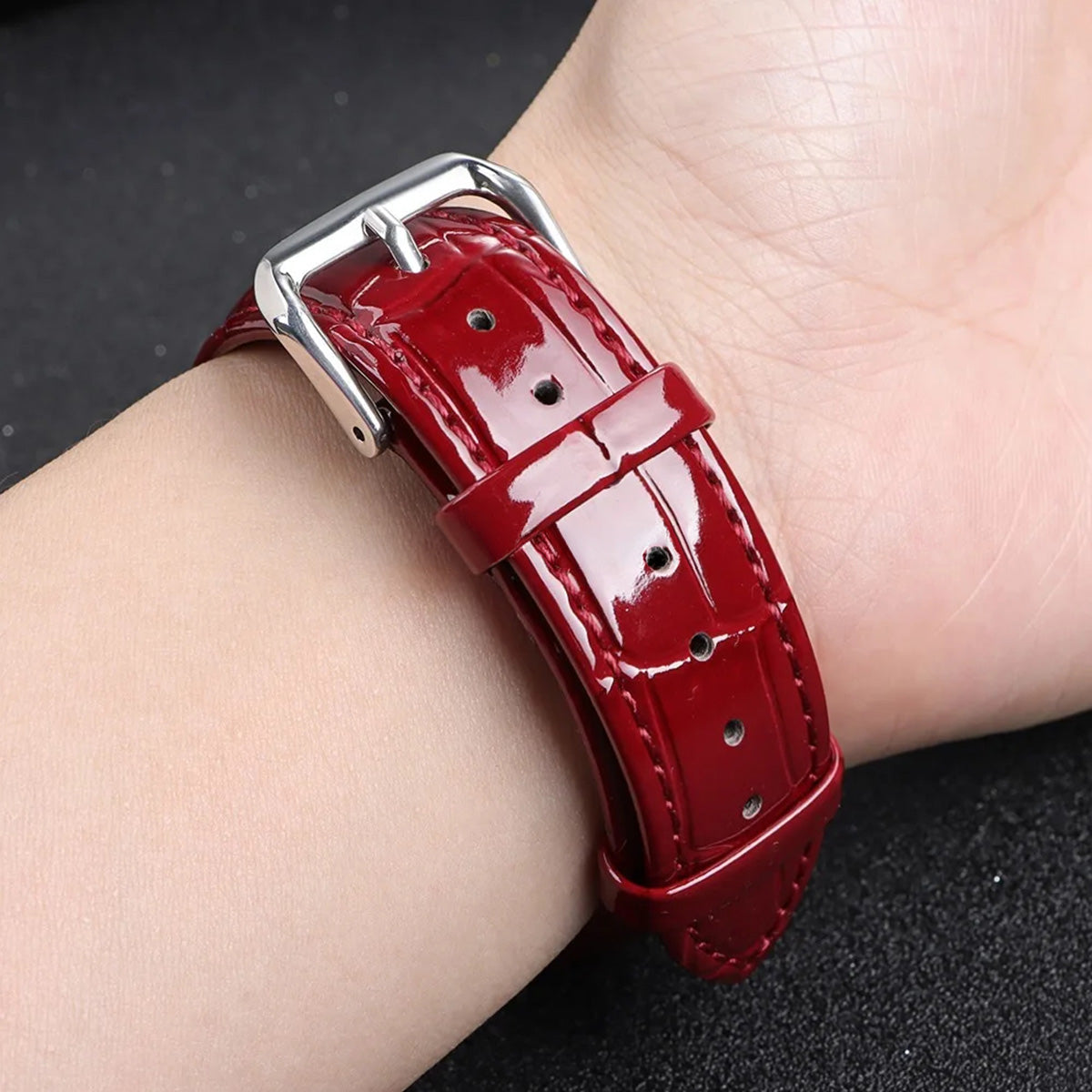 Glossy Leather Watch Strap – Classic Dress Style-Straptique-Viva Timepiece