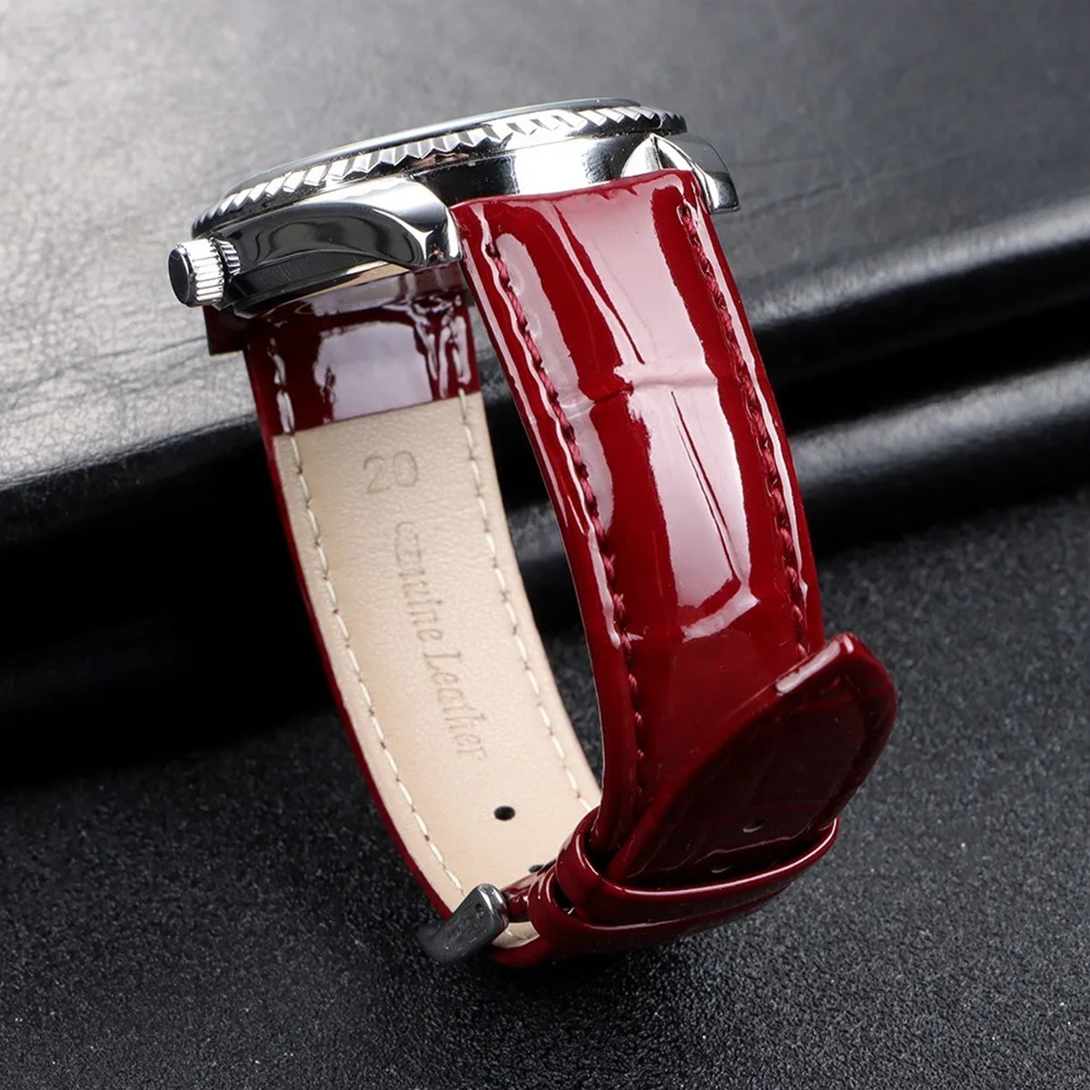 Glossy Leather Watch Strap – Classic Dress Style-Straptique-Viva Timepiece