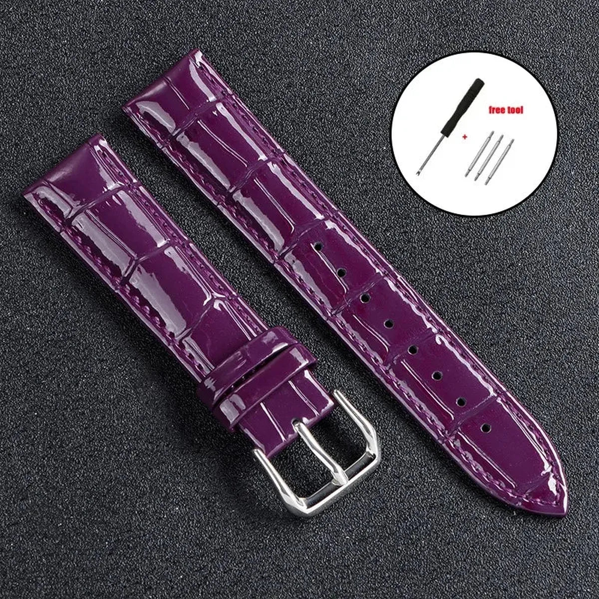 Glossy Leather Watch Strap – Classic Dress Style-Straptique-Viva Timepiece