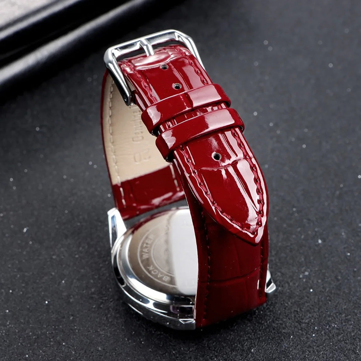Glossy Leather Watch Strap – Classic Dress Style-Straptique-Viva Timepiece