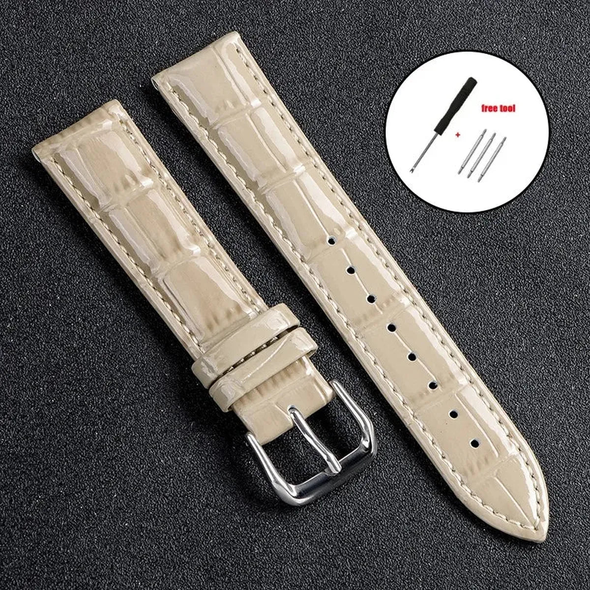 Glossy Leather Watch Strap – Classic Dress Style-Straptique-Viva Timepiece