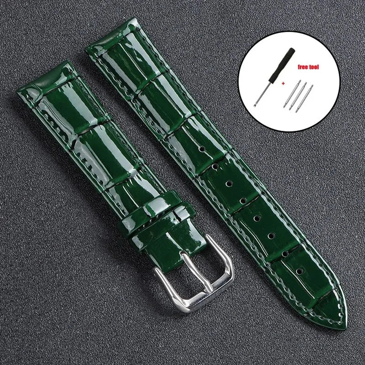 Glossy Leather Watch Strap – Classic Dress Style-Straptique-Viva Timepiece