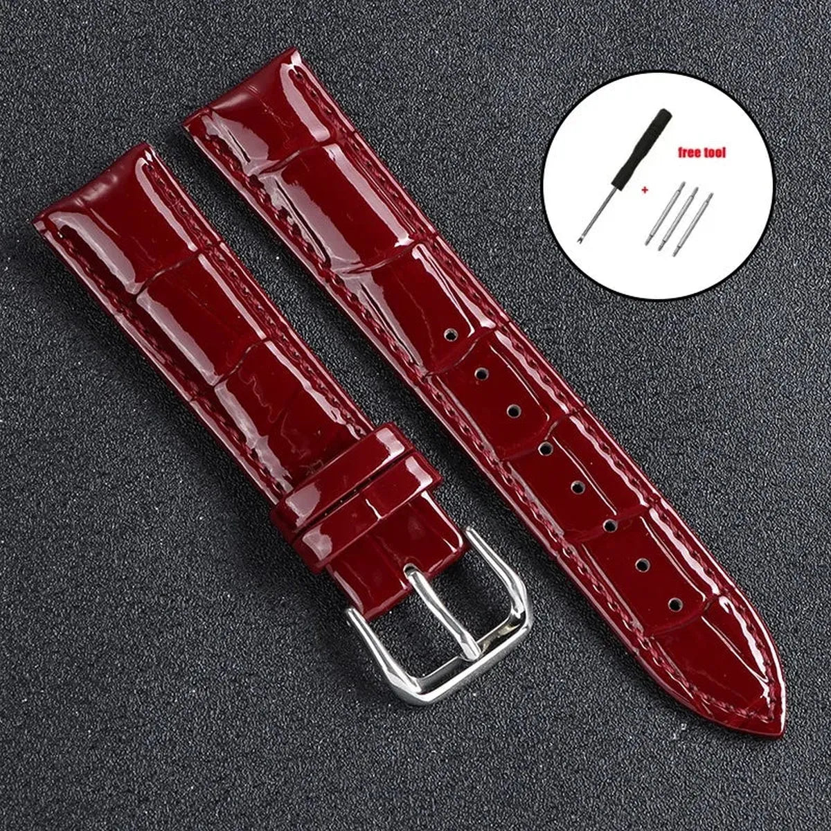 Glossy Leather Watch Strap – Classic Dress Style-Straptique-Viva Timepiece