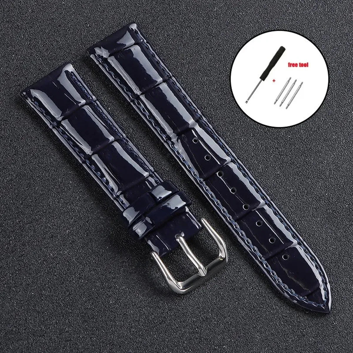 Glossy Leather Watch Strap – Classic Dress Style-Straptique-Viva Timepiece