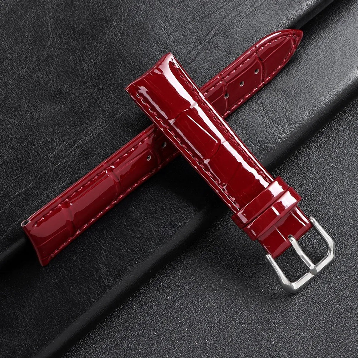 Glossy Leather Watch Strap – Classic Dress Style-Straptique-Viva Timepiece