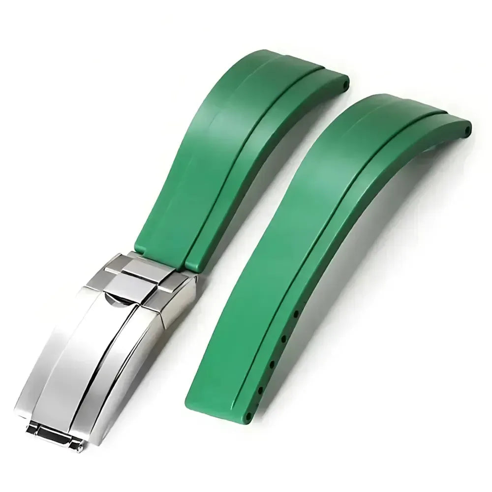 20mm Curved-End TPU Rubber Watch Strap with Deployment Clasp – Premium Fit for Sport Watches-Straptique-Viva Timepiece