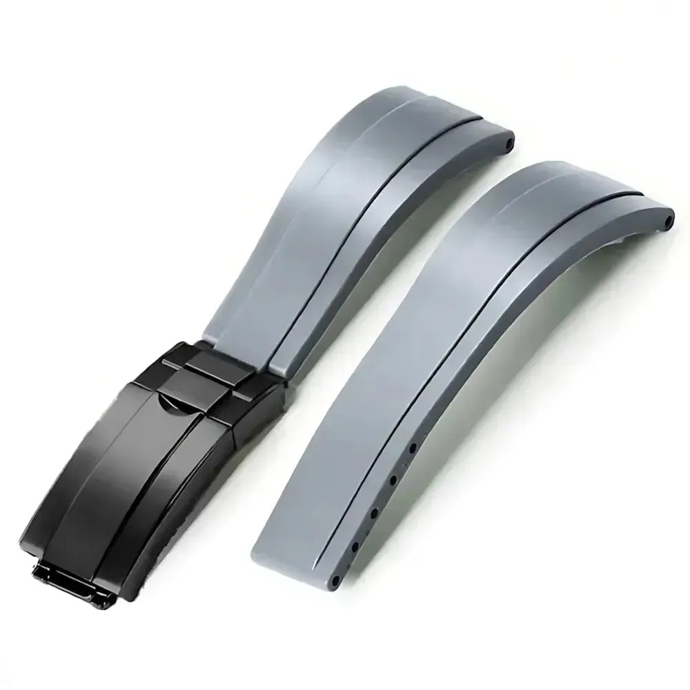20mm Curved-End TPU Rubber Watch Strap with Deployment Clasp – Premium Fit for Sport Watches-Straptique-Viva Timepiece