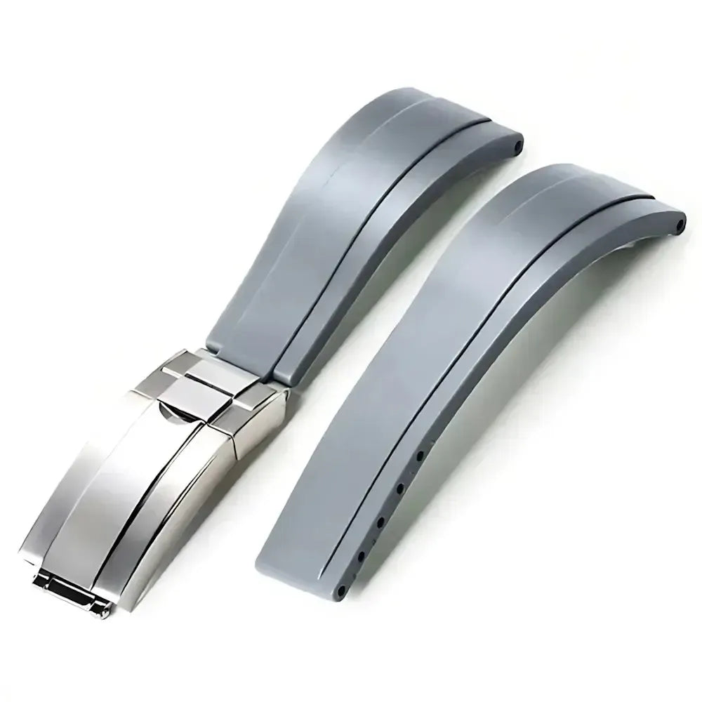20mm Curved-End TPU Rubber Watch Strap with Deployment Clasp – Premium Fit for Sport Watches-Straptique-Viva Timepiece