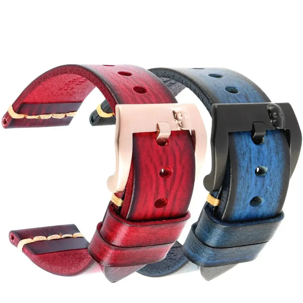 Handmade Italian Leather Watch Strap – Vintage Cowhide Band (22mm–26mm)-Straptique-Viva Timepiece