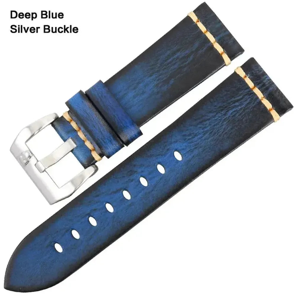 Handmade Vintage Leather Watch Strap 18mm–26mm – Full Grain Cowhide-Straptique-Viva Timepiece