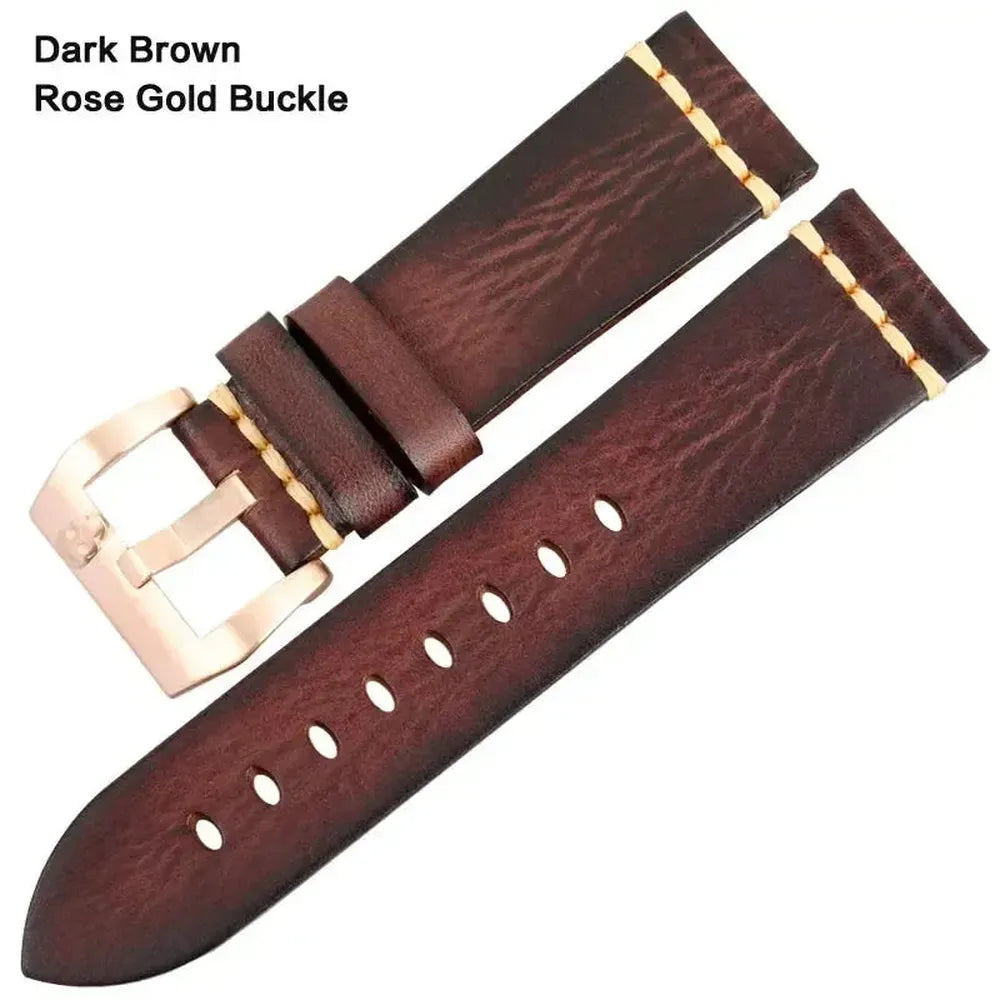 Handmade Vintage Leather Watch Strap 18mm–26mm – Full Grain Cowhide-Straptique-Viva Timepiece