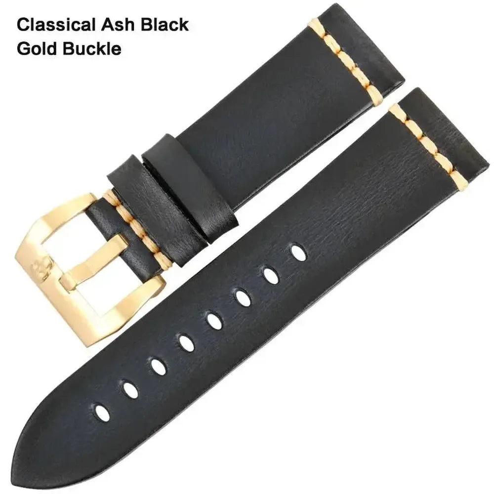 Handmade Vintage Leather Watch Strap 18mm–26mm – Full Grain Cowhide-Straptique-Viva Timepiece