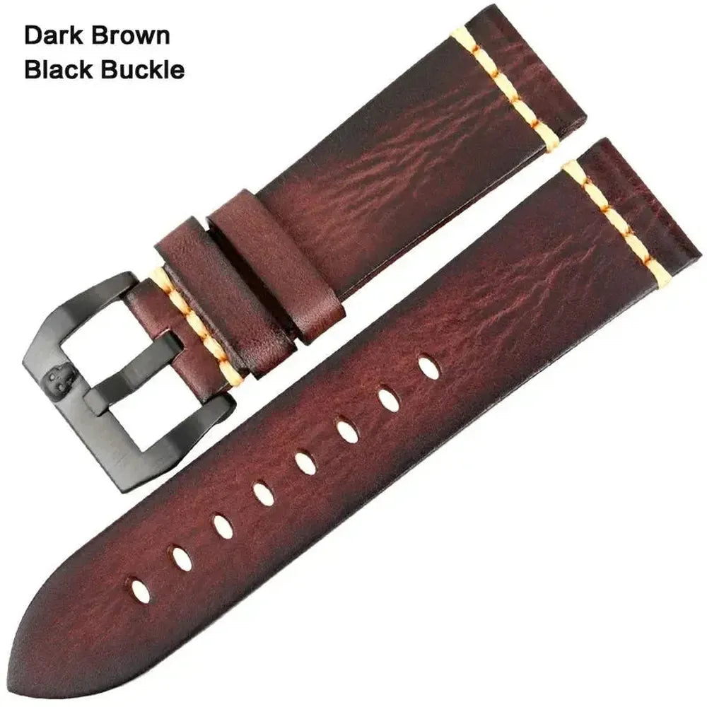 Handmade Vintage Leather Watch Strap 18mm–26mm – Full Grain Cowhide-Straptique-Viva Timepiece