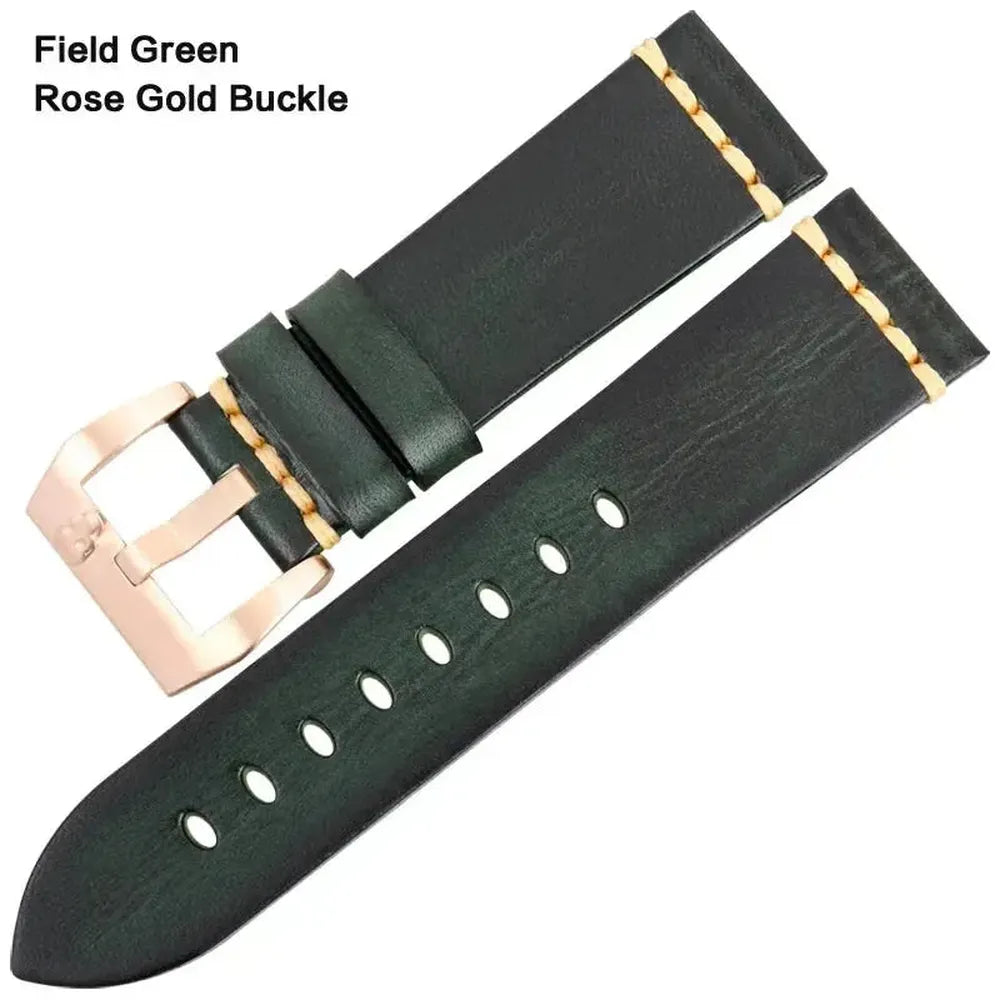 Handmade Vintage Leather Watch Strap 18mm–26mm – Full Grain Cowhide-Straptique-Viva Timepiece