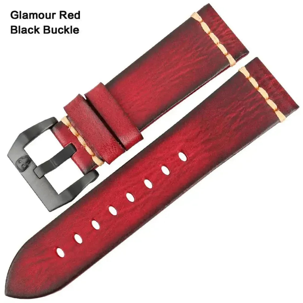Handmade Vintage Leather Watch Strap 18mm–26mm – Full Grain Cowhide-Straptique-Viva Timepiece