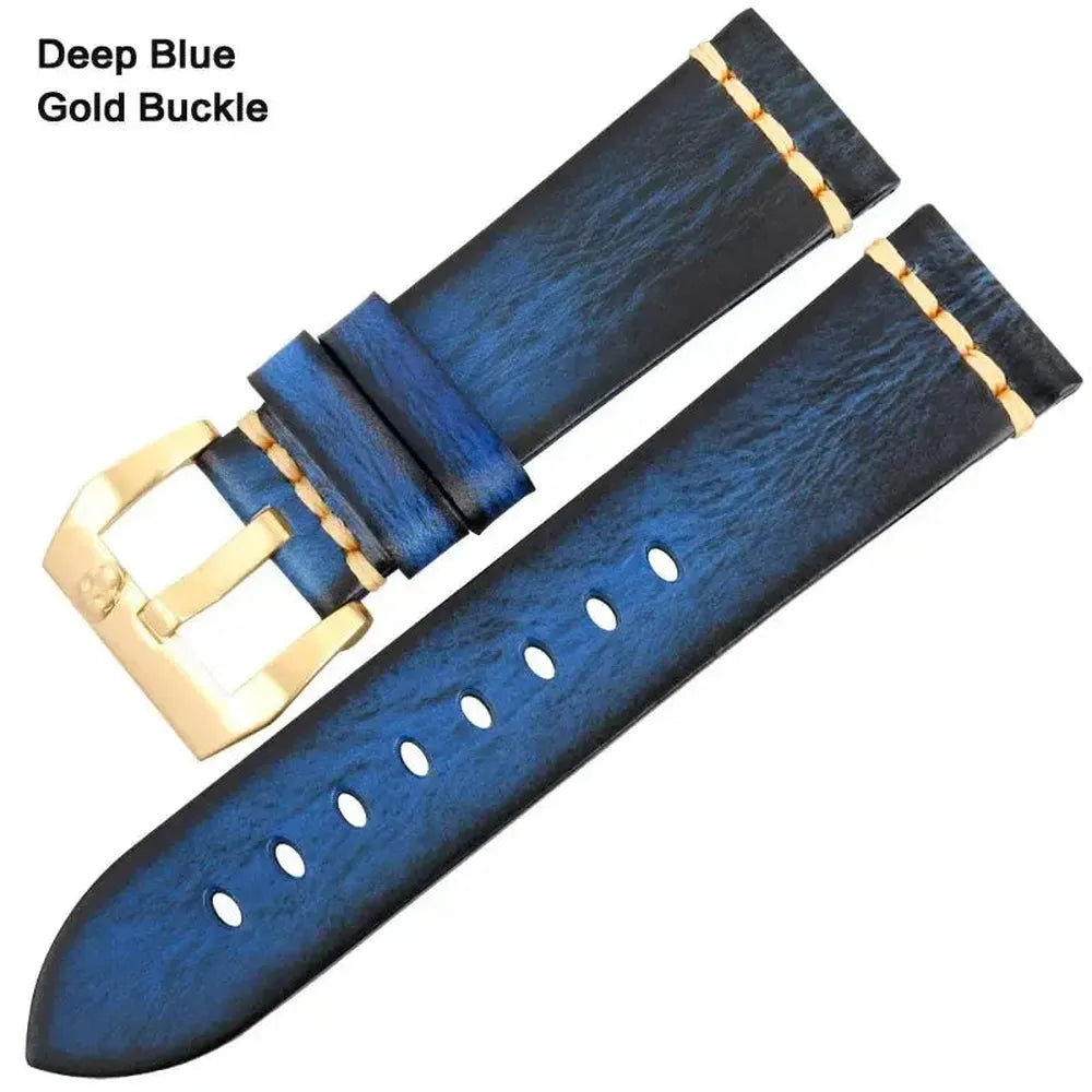 Handmade Vintage Leather Watch Strap 18mm–26mm – Full Grain Cowhide-Straptique-Viva Timepiece