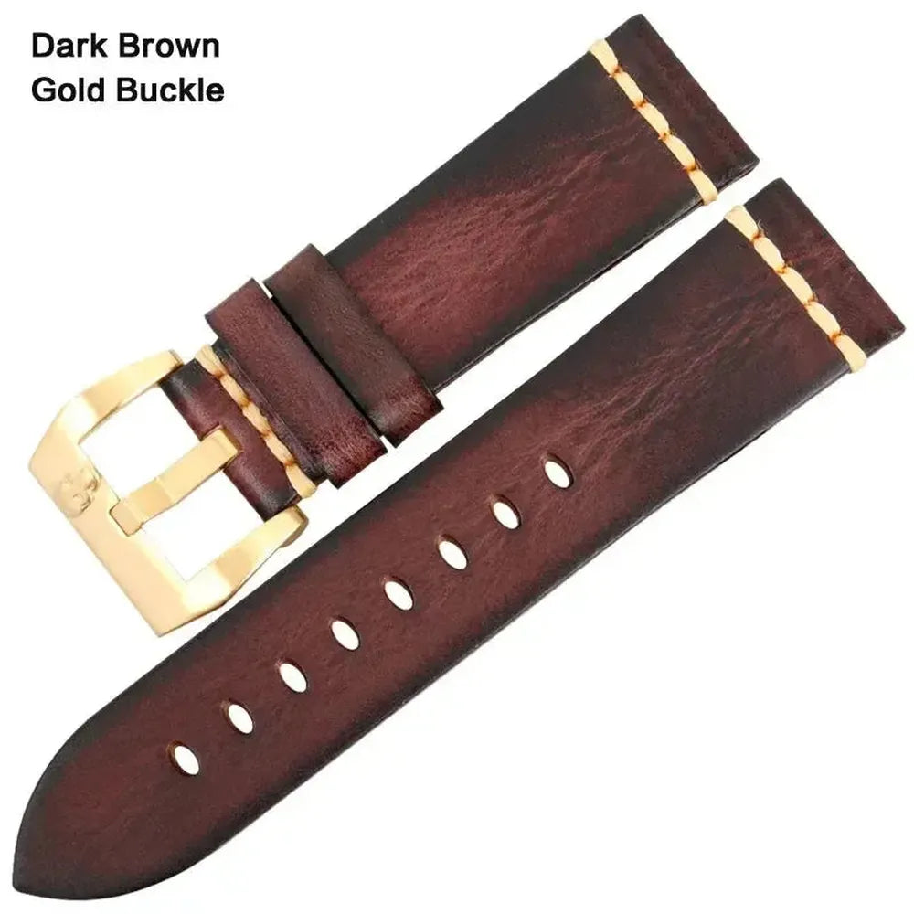 Handmade Vintage Leather Watch Strap 18mm–26mm – Full Grain Cowhide-Straptique-Viva Timepiece