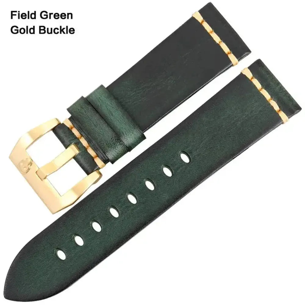 Handmade Vintage Leather Watch Strap 18mm–26mm – Full Grain Cowhide-Straptique-Viva Timepiece
