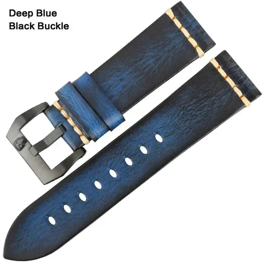 Handmade Vintage Leather Watch Strap 18mm–26mm – Full Grain Cowhide-Straptique-Viva Timepiece