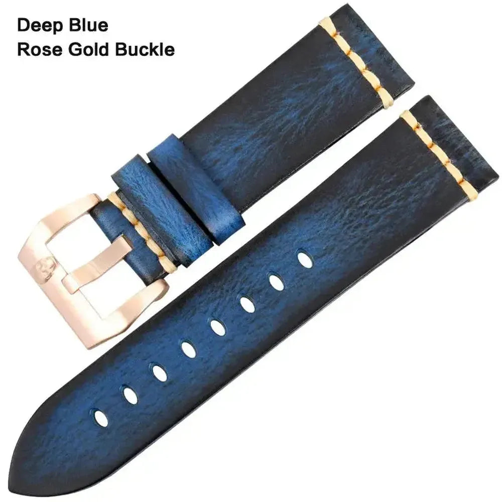 Handmade Vintage Leather Watch Strap 18mm–26mm – Full Grain Cowhide-Straptique-Viva Timepiece