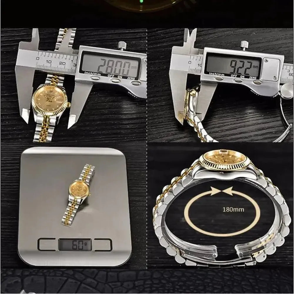 Holuns 28mm Ladies Quartz Dress Watch – Fluted Bezel, Jubilee Bracelet-Holuns-Viva Timepiece