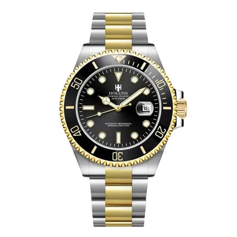 Holuns 41mm Automatic Diver Watch – Sapphire Crystal, Ceramic Bezel, Stainless Steel-Holuns-Viva Timepiece