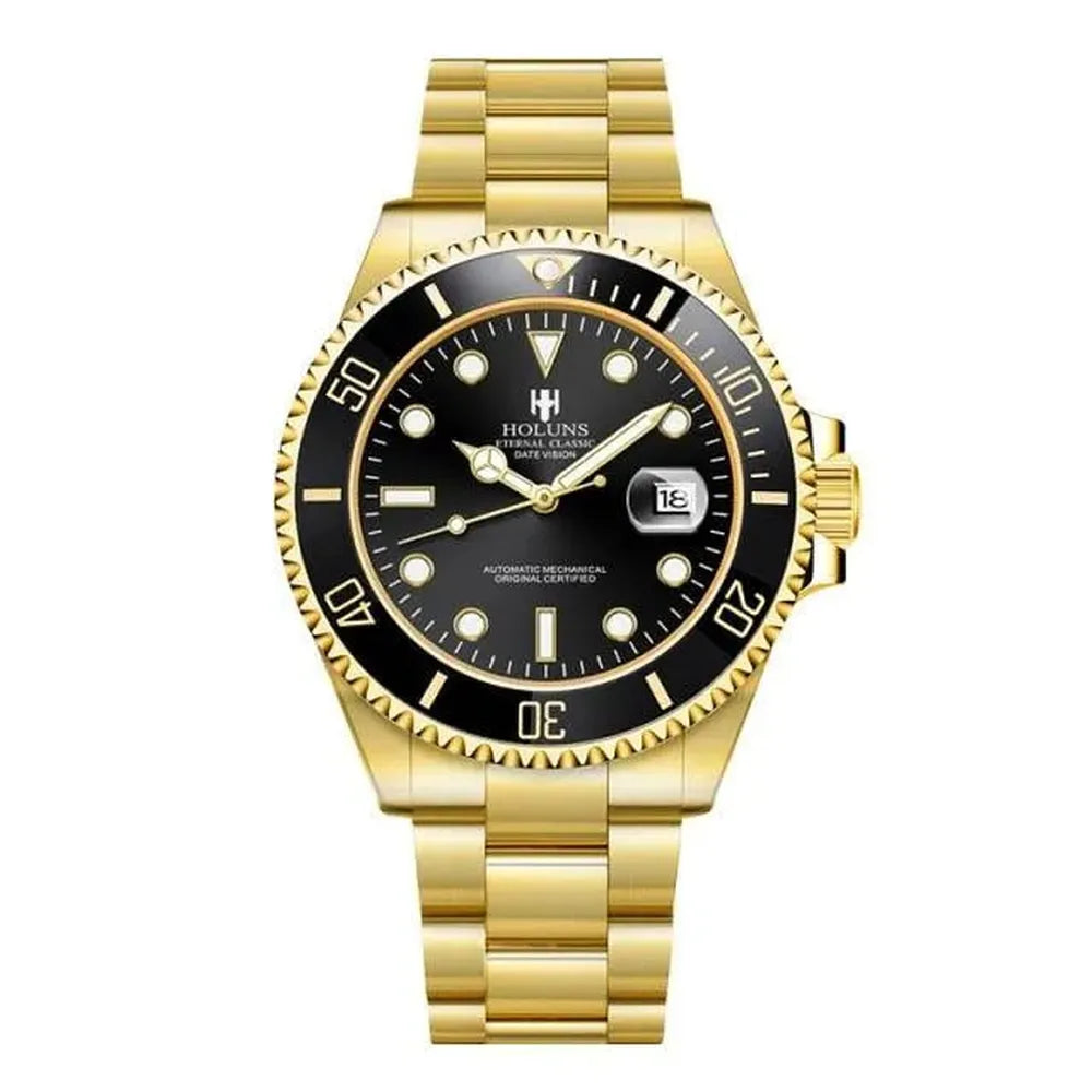 Holuns 41mm Automatic Diver Watch – Sapphire Crystal, Ceramic Bezel, Stainless Steel-Holuns-Viva Timepiece