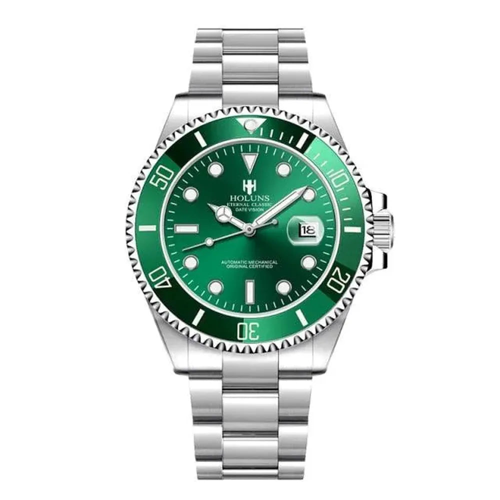 Holuns 41mm Automatic Diver Watch – Sapphire Crystal, Ceramic Bezel, Stainless Steel-Holuns-Viva Timepiece