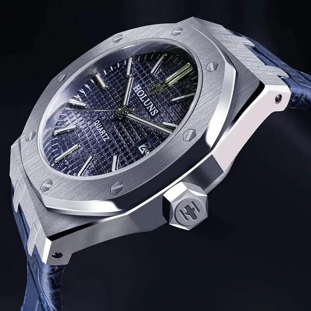 Holuns 41mm Quartz Classic Integrated Case Watch – Sapphire Crystal, 316L Steel-Holuns-Viva Timepiece