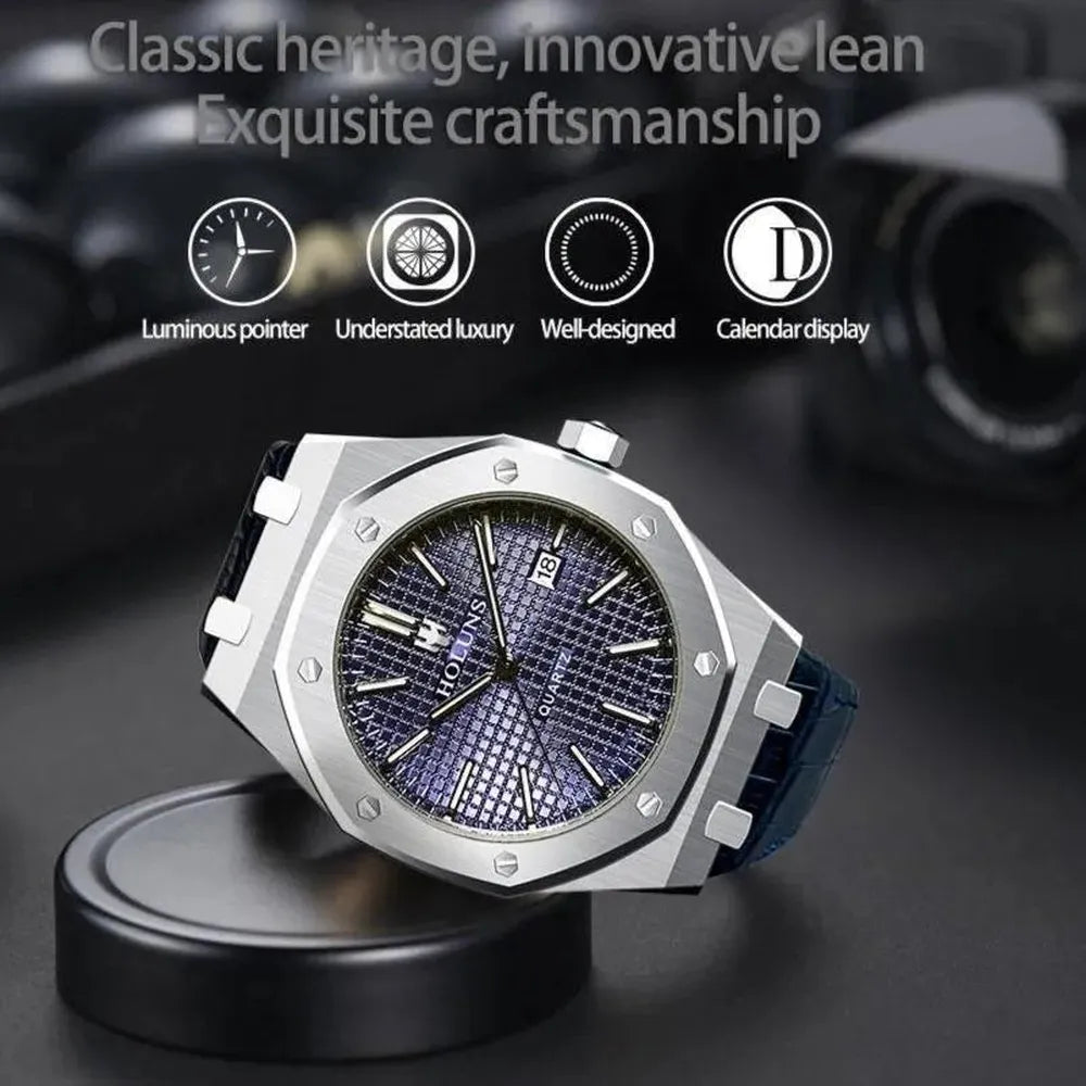 Holuns 41mm Quartz Classic Integrated Case Watch – Sapphire Crystal, 316L Steel-Holuns-Viva Timepiece