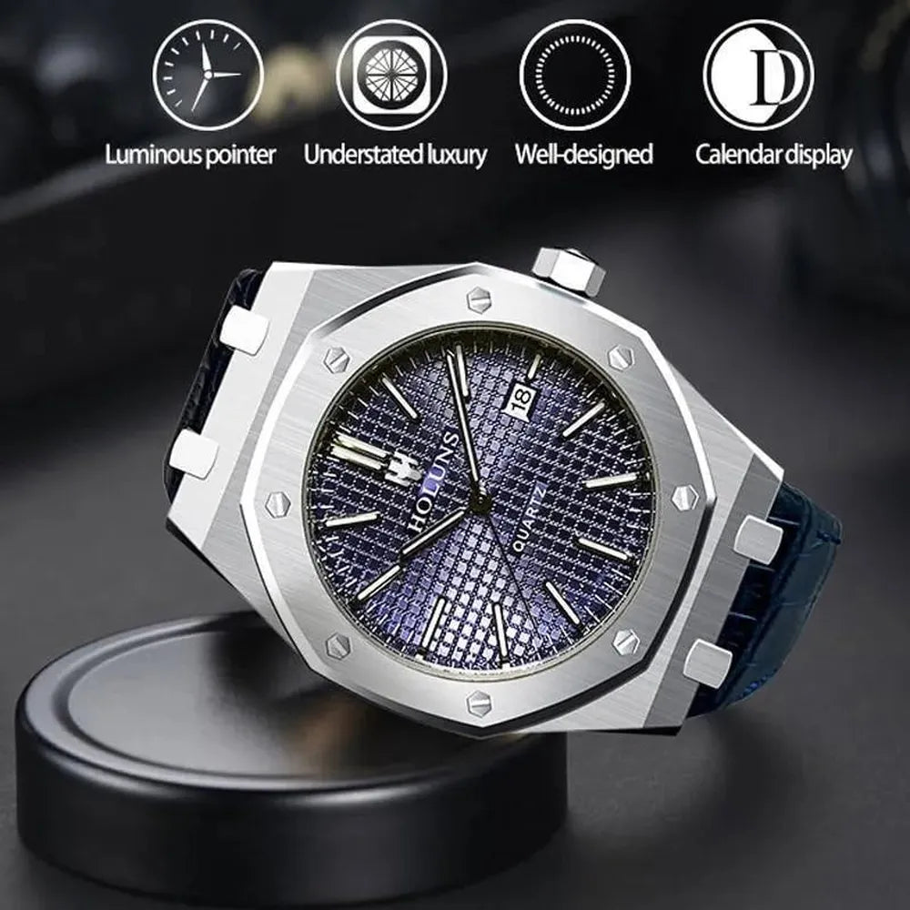 Holuns 41mm Quartz Classic Integrated Case Watch – Sapphire Crystal, 316L Steel-Holuns-Viva Timepiece