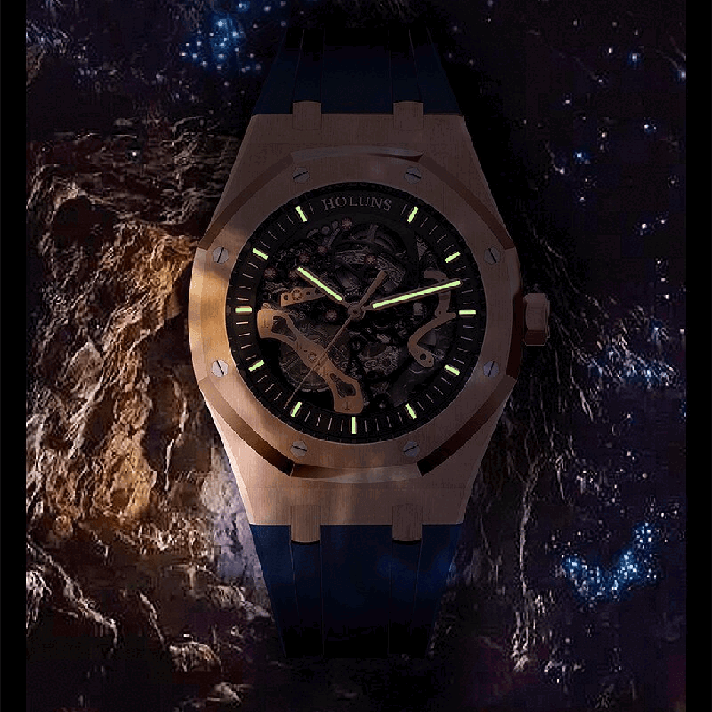 Holuns 42mm Automatic Skeleton Integrated Case Watch – 316L Steel, Sapphire-Coated Crystal-Holuns-Viva Timepiece