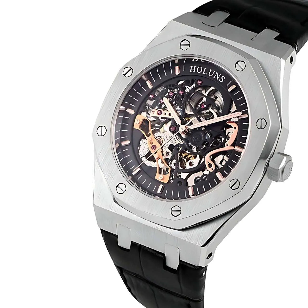Holuns 42mm Automatic Skeleton Integrated Case Watch – 316L Steel, Sapphire-Coated Crystal-Holuns-Viva Timepiece