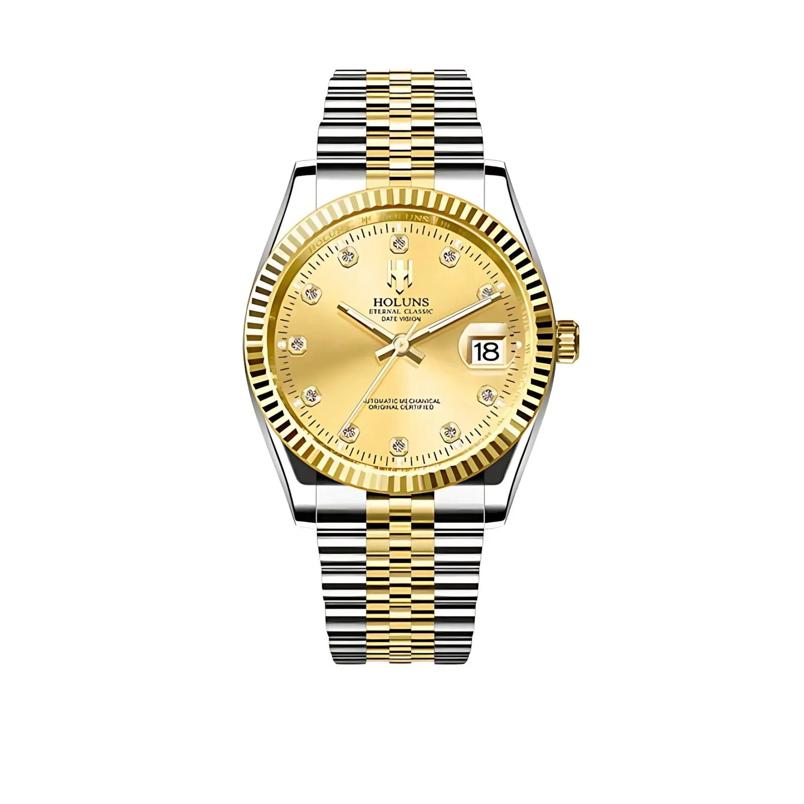 Holuns Automatic 36mm / 41mm Classic Dress Watch – Fluted Bezel, Sapphire, Jubilee Bracelet-Holuns-Viva Timepiece
