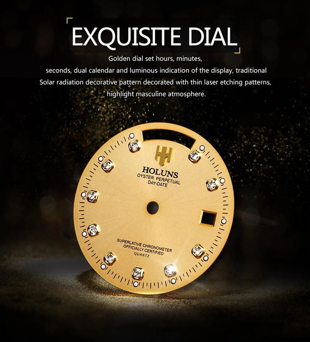 Holuns Classic Quartz Dress Watch – Dual Calendar, 37mm / 41mm-Holuns-Viva Timepiece