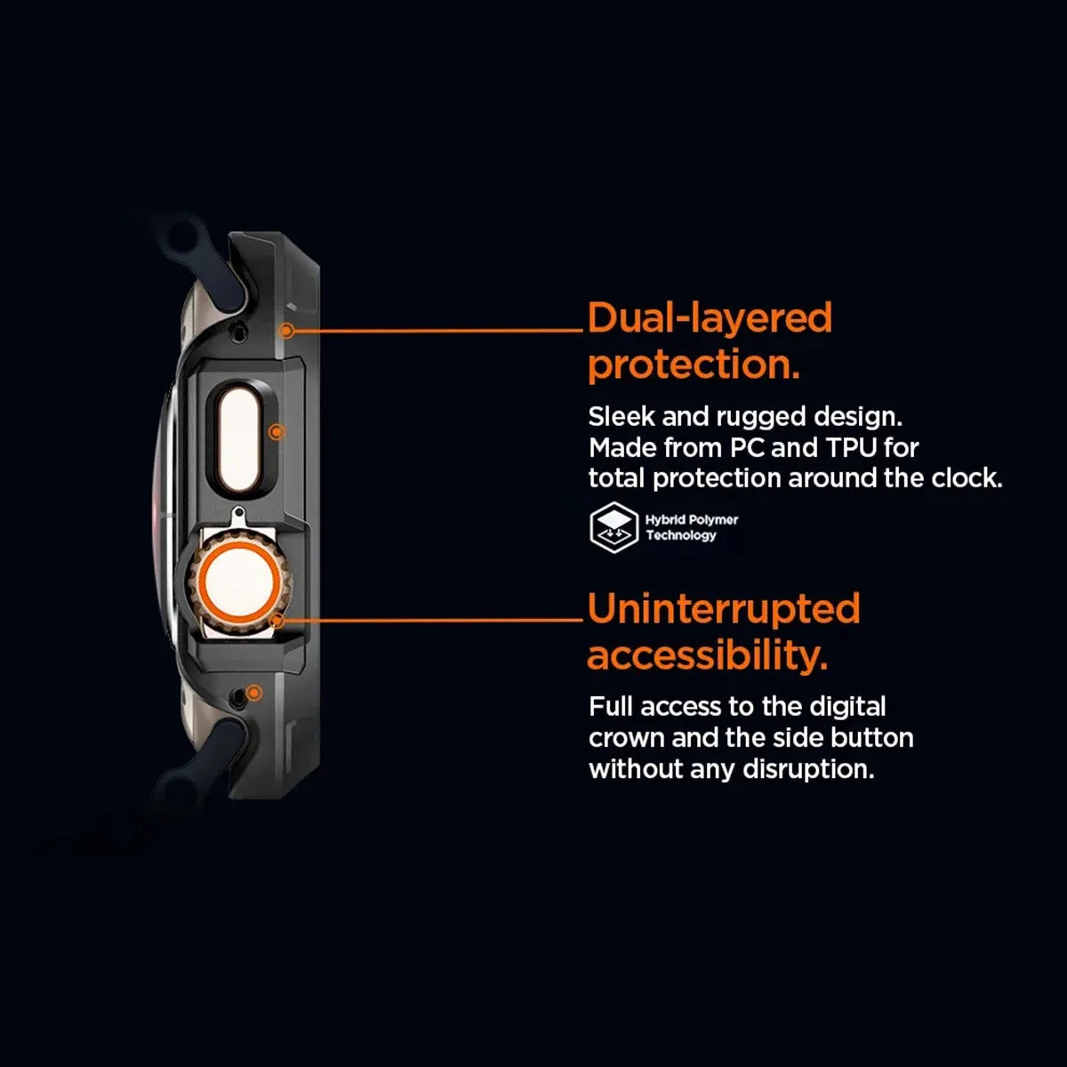 Lock-Fit Protective Case Compatible with Apple Watch – Hybrid Polymer Guard-Tivra-Viva Timepiece